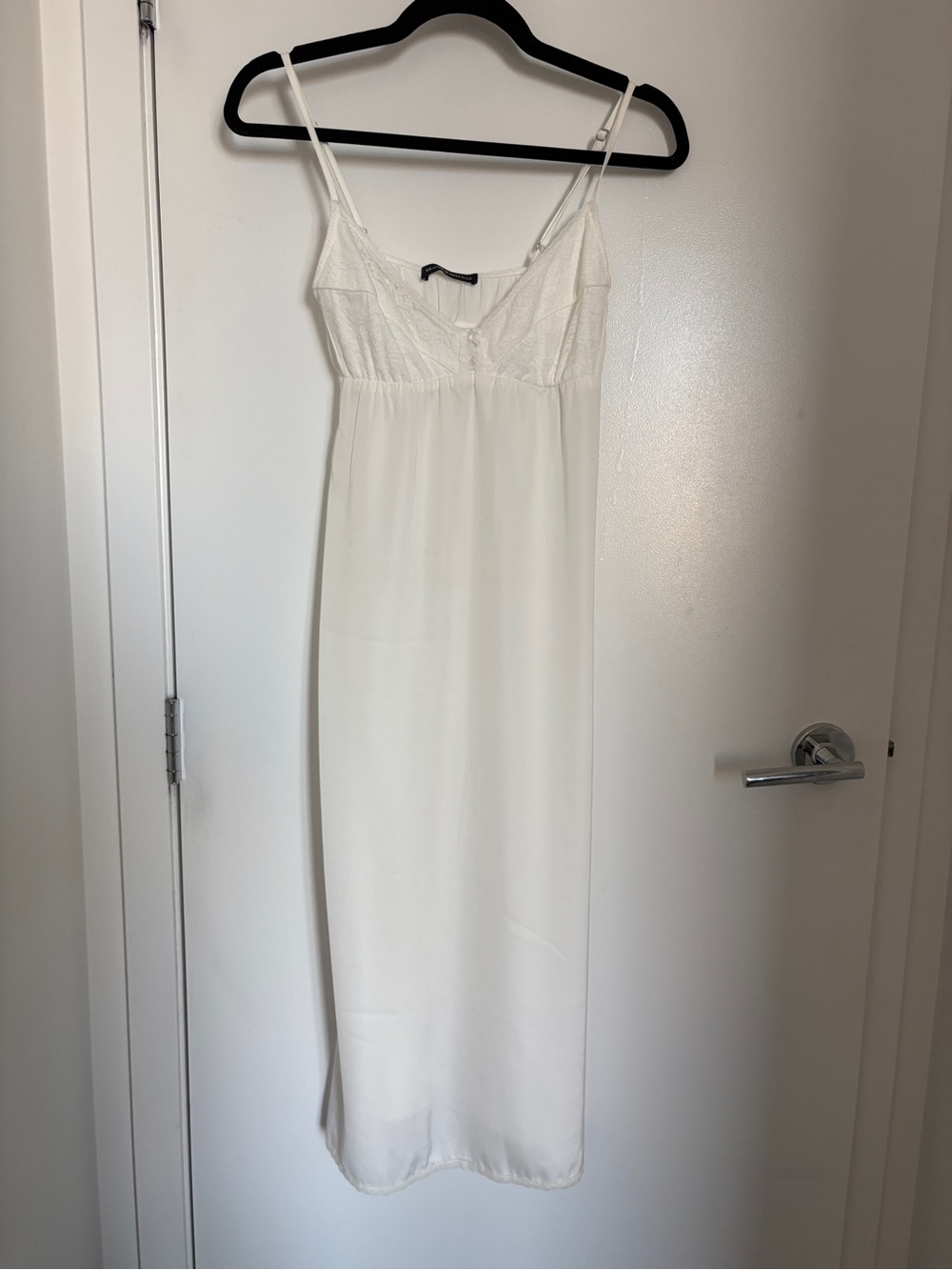 Brandy Melville White Lace-Trim Slip Dress